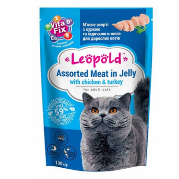 Leopold gelatina de pollo y pavo para gatos 100g