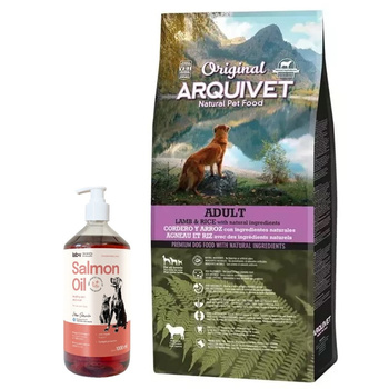 ARQUIVET Original Adulto Cordero con Arroz 12kg & LAB V Aceite de salmón para perros y gatos 1000ml