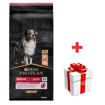 Purina Pro Plan Adulto Mediano Piel Sensible Optiderma Salmón y Arroz 14kg + sorpresa para el perro