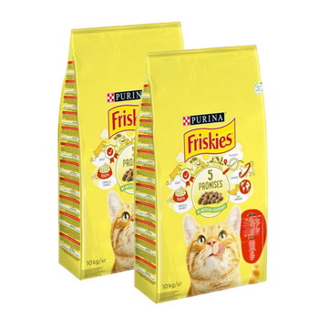 PURINA Friskies Pienso para gatos con mezcla de ternera y pollo con verduras 2x10kg