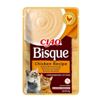INABA Cat Ciao Bisque - alimento complementario con sabor a pollo para gatos 40g