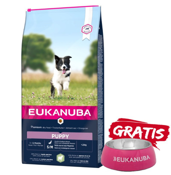 Eukanuba Puppy&Junior Small/Medium Cordero y Arroz 12kg + ¡Cuenco GRATIS!