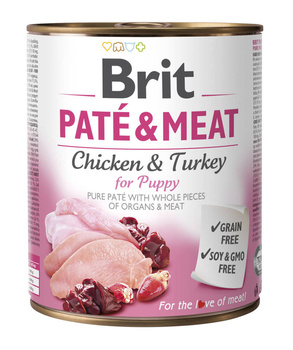 Brit Paté y Carne para Cachorro Pollo con Pavo 800g
