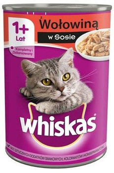 WHISKAS Comida húmeda para gatos 1+ con ternera en salsa 400g