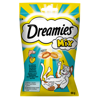 DREAMIES MIX 60 g - golosina para gatos con sabor a queso y salmón