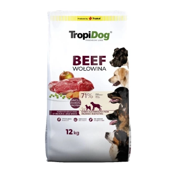 Tropidog Premium Adulto Razas Medianas y Grandes Ternera con Arroz 12kg