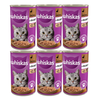 WHISKAS Comida húmeda para gatos 1+ con gelatina de pato 6x400g