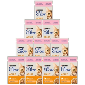 Purina Cat Chow Adult Salmón y Judías Verdes 10x85g