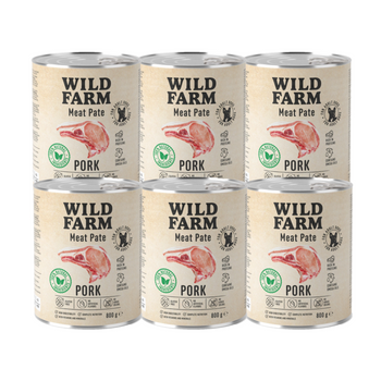 WILD FARM Pate Cerdo 6x800g comida para perros sin gluten