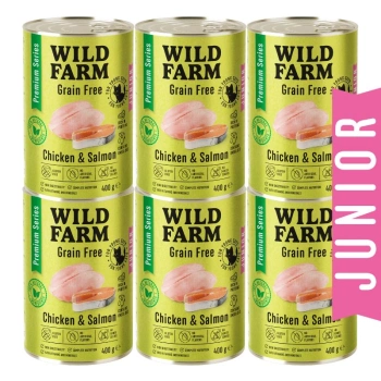 WILD FARM Premium Grain Free Pollo y Salmón 6x400g - pienso para gatitos grain free