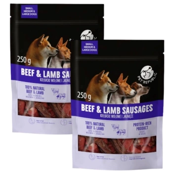 PetRepublic salchicha de ternera y cordero para perros 2x250g