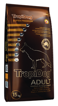 Tropidog Super Premium Adultos Razas Medianas y Grandes Cordero con Arroz 15kg