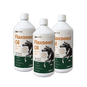 Aceite de linaza Lab-v – 100% aceite de linaza prensado en frío para caballos 3x1000 ml