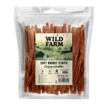 WILD FARM Tiras de conejo 500g golosinas para perros