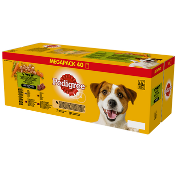 PEDIGREE Adult sobre 40x100 g - Mezcla de sabores con verduras en salsa, comida húmeda completa para perros adultos