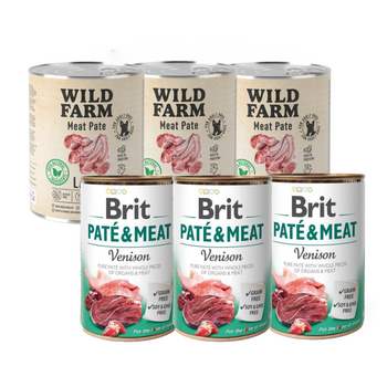 BRIT PATE &amp; MEAT VENISON 3x800 g + WILD FARM Pate Lamb 3x800 g