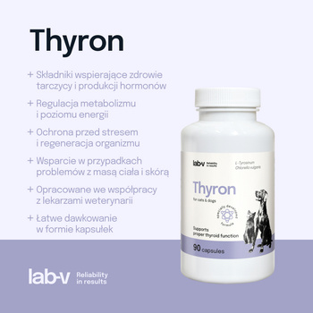 LAB-V Thyron - Apoyo a la función tiroidea normal para perros y gatos 90 cápsulas