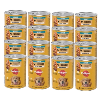 Pedigree Comida húmeda para perros adultos con pollo y verduras en gelatina 12x400g