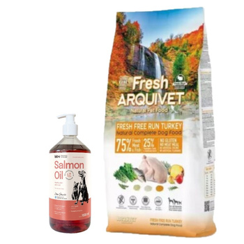 ARQUIVET FRESH - Pienso semi-húmedo para perros a base de pavo y pescado de mar 10 kg & Aceite de salmón Lab-V 1000 ml