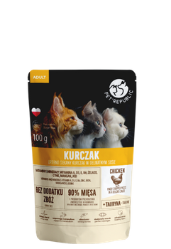 PetRepublic Trozos Finamente Picados en Delicada Salsa de Pollo 100g
