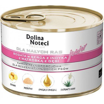 Dolina Noteci Premium para Perros Pequeños Junior Rico en Corazones de Pavo con Hígado de Oca 24x185g