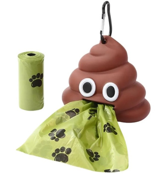 NUXIE® Recipiente dispensador de bolsas para excrementos de perro con mosquetón + 20 bolsas.