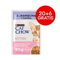 CAT CHOW Kitten Alimento para gatitos con cordero y calabacín en salsa 85g - 20 SOBRES + 6 GRATIS!!!