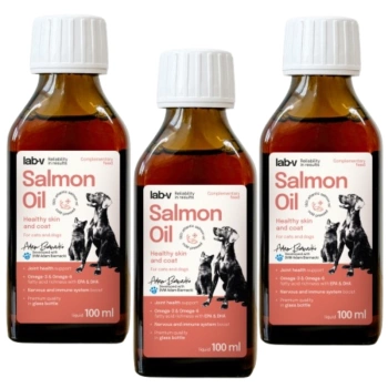 Lab-V 100% Aceite de Salmón para Perros y Gatos de Todas las Edades 3x100ml Cold Pressed