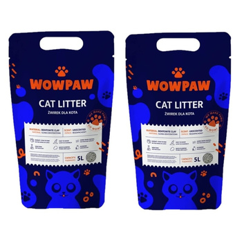 WOW PAW Lecho sanitario de bentonita - Sin perfume para gatos 2x5L