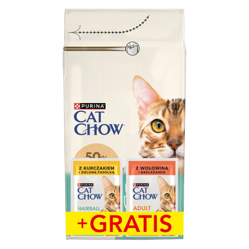 PURINA Cat Chow Alimento Rico en Pollo para Bolas de Pelo 1.5kg + 2 sobres GRATIS
