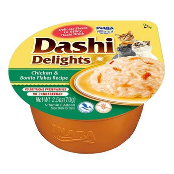 Alimento complementario para gatos Inaba DASHI - caldo con sabor a vieira y pollo70g