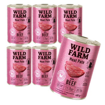 WILD FARM Pate Beef 6x400g - comida para gatos sin gluten