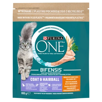 Purina One Cat Coat & Hairball Comida de Pollo para Gatos 800g