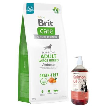 BRIT CARE Dog Grain-free Adult Large Breed Salmón 12kg & Aceite de salmón Lab-V 1000 ml