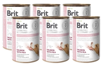 Brit Grain Free Veterinary Diet Perro Hipoalergénico Salmón con Guisantes 6x400g