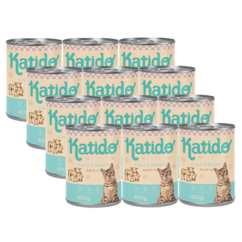 Katido Comida Húmeda para Gatos Ternera con Conejo 12x400g