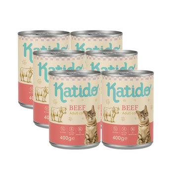 Katido Comida Húmeda para Gatos con Carne de Buey 6x400g