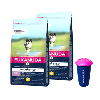 Eukanuba Puppy Large Grain Free Pollo 2x3kg + Contenedor de comida de 4,5 kg GRATIS