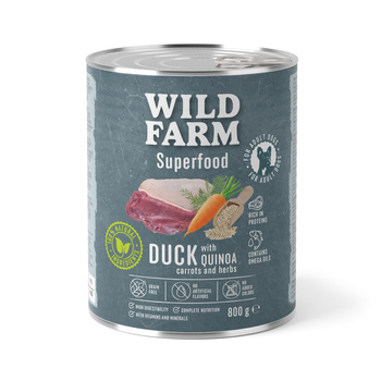 WILD FARM Superfood Duck (Pato con quinoa, zanahorias y hierbas) 6x800g pienso para perros sin cereales