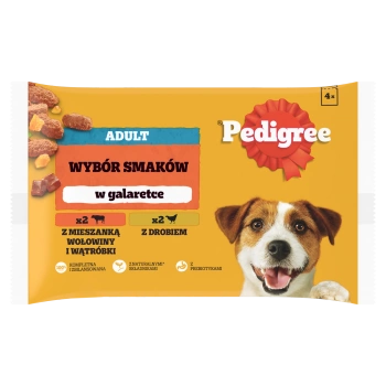 Pedigree Comida húmeda en gelatina para perros adultos (ternera, ave) 4x100g