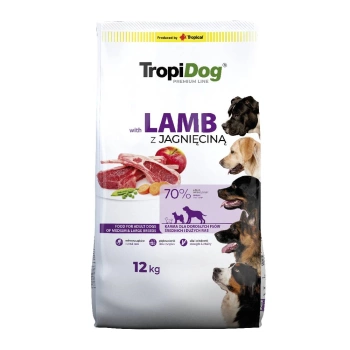 Tropidog Premium Adulto Razas Medianas y Grandes Cordero con Arroz 12kg