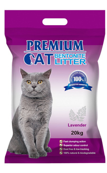 Arena aglomerante de bentonita para gatos Premium - Lavanda para gatos 20kg