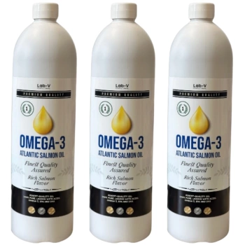LAB-V Omega-3 Aceite de salmón para perros y gatos 3x1l