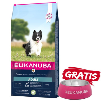 Eukanuba Adultos Razas Pequeñas y Medianas Rico en Cordero y Arroz 12kg + ¡Cuenco GRATIS!