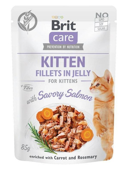 Brit Care Cat Pouch Filetes de Gatito en Salsa de Salmón Enriquecido con Zanahoria y Romero 85g