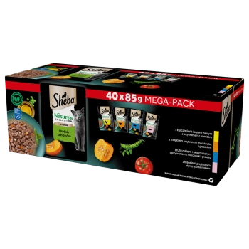 SHEBA Nature's Collection Selección de Sabores 40x85 g - comida húmeda completa para gatos adultos, en salsa