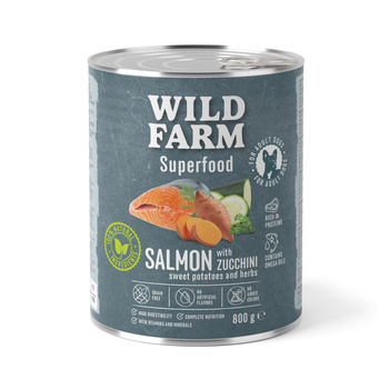WILD FARM Superfood Salmon (Salmón con calabacines, boniatos y hierbas) 6x800g pienso para perros sin cereales