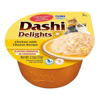 Alimento complementario para gatos Inaba DASHI - caldo con sabor a pollo y queso 70 g