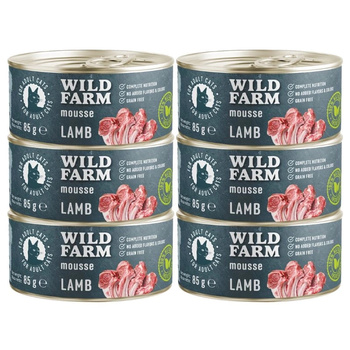 WILD FARM Mousse Cordero 6x80g - mousse sin cereales para gatos