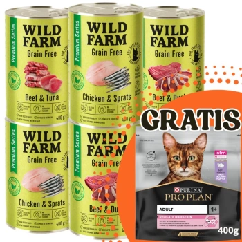 WILD FARM Premium Grain Free Pollo MIX 6x400g + GRATIS